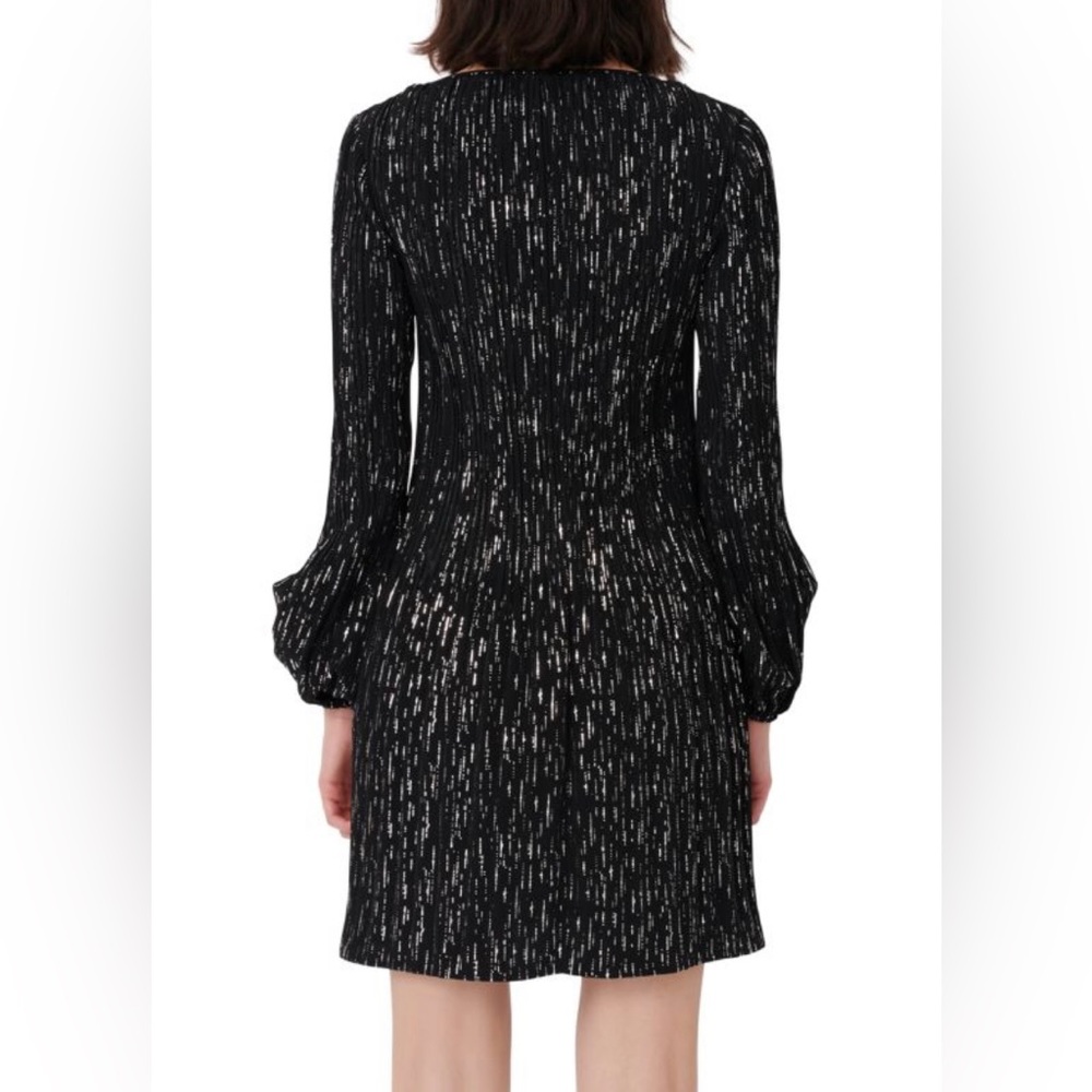 MAJE Rocketa Short Pleated Dress In Lurex Print - Picture 4 of 10